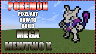 Mega MewTwo X Minecraft Pokemon Pixel Art | How To Build Guide