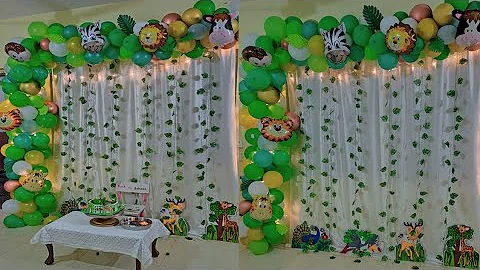 Safari Theme Birthday Decoration Ideas At Home l Jungle Theme l Simple and Easy Birthday Decoration
