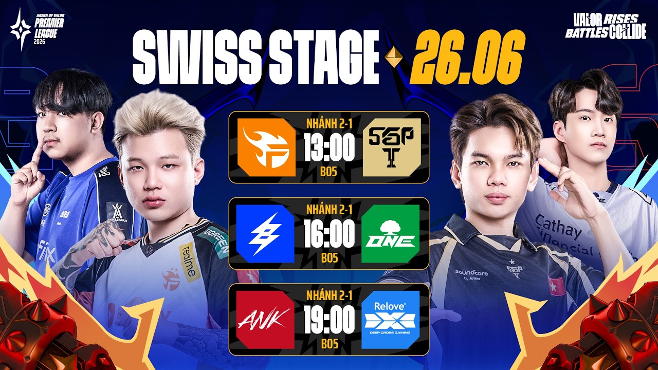 SGP vs FPT | BRU vs ONE | ANK vs DCG | SWISS STAGE - APL 2026 (NGÀY 26/06)