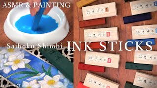 Grinding COLOR INK STICKS, and Making of pictures🎨asmr & speed painting with BGM