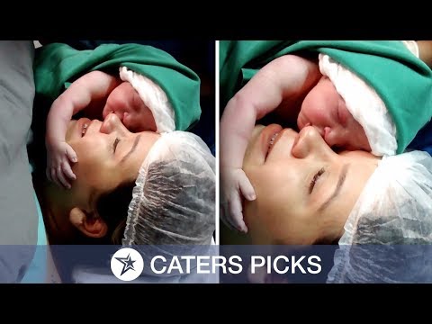 Newborn Baby Clings to Mum's Face