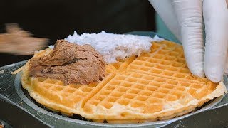 14가지 생크림 듬뿍 와플 \/ 14 Kinds of handmade whipped cream waffles - Korean street food