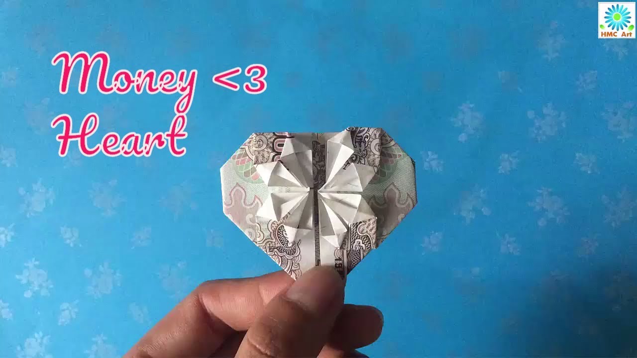 Origami Money Heart Tutorial How to make a money heartHMC Art YouTube