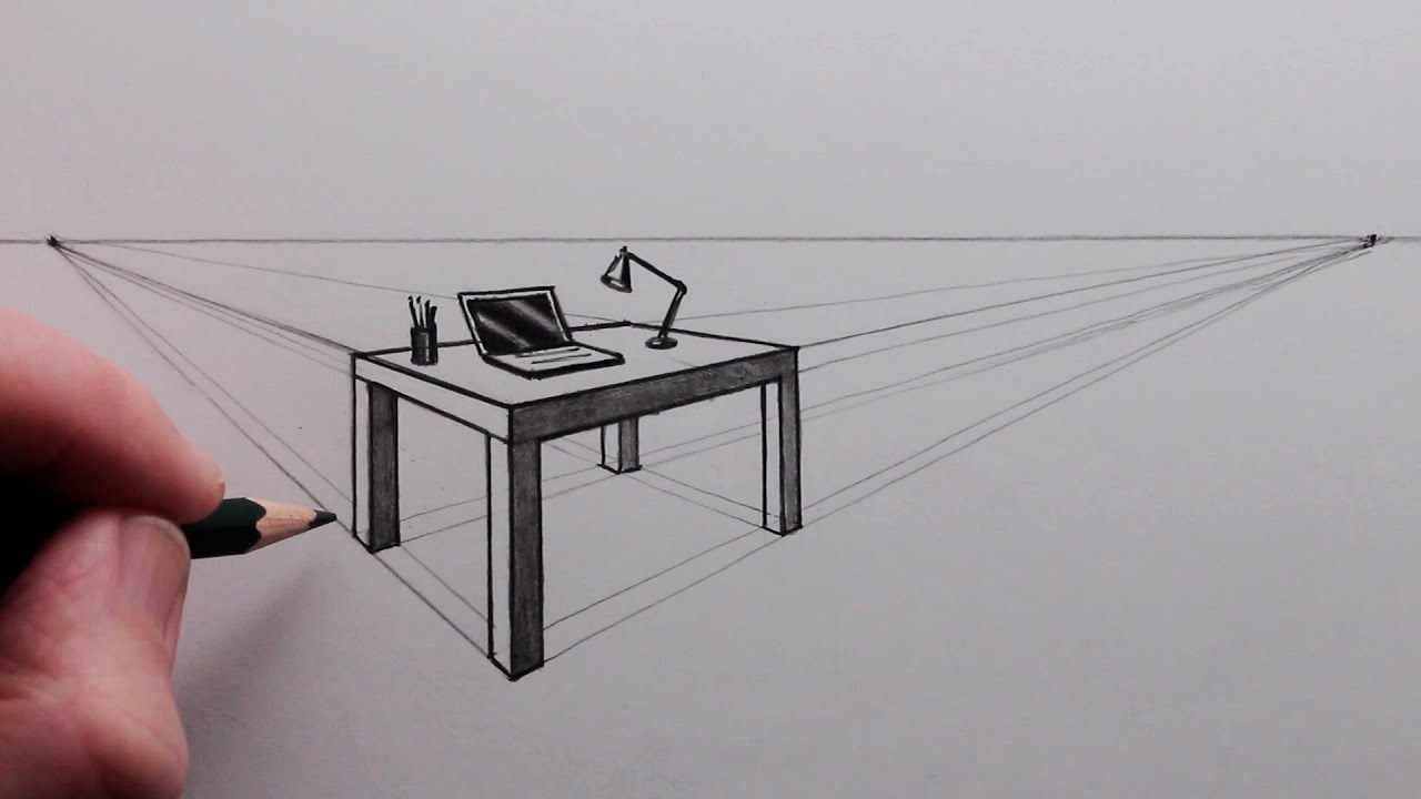 How To Draw A Table Using Two-Point Perspective: Narrated