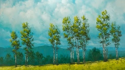 FREE FULL LENGTH ACRYLIC PAINTING LESSON - Tree Line - Part 1 - Sky and Clouds - Tim Gagnon
