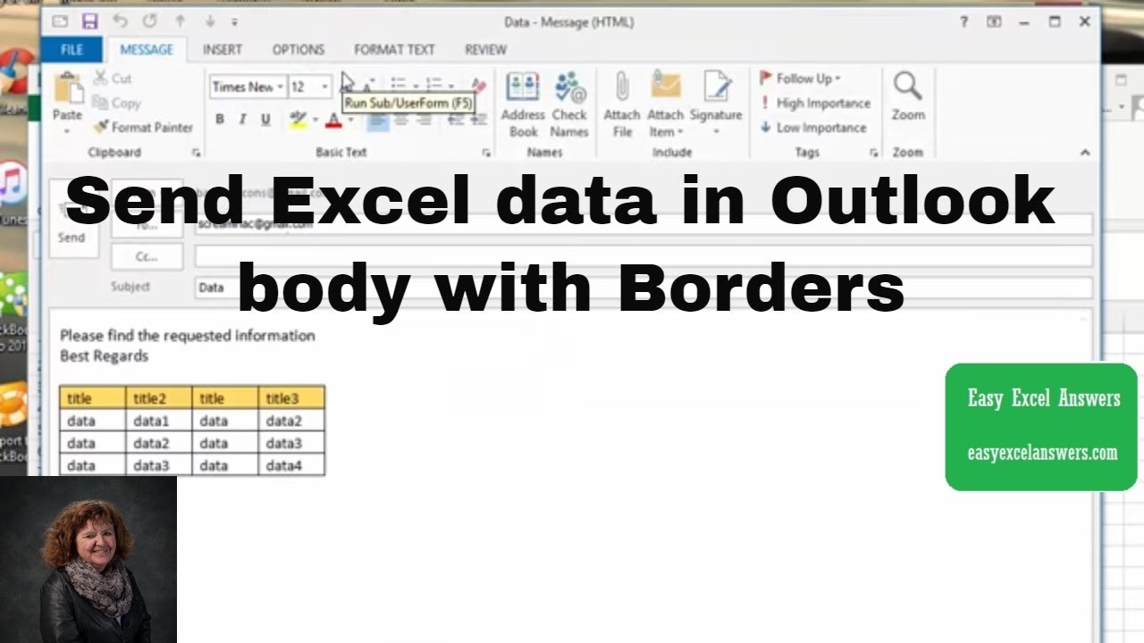 How To Paste An Excel Table Into Email