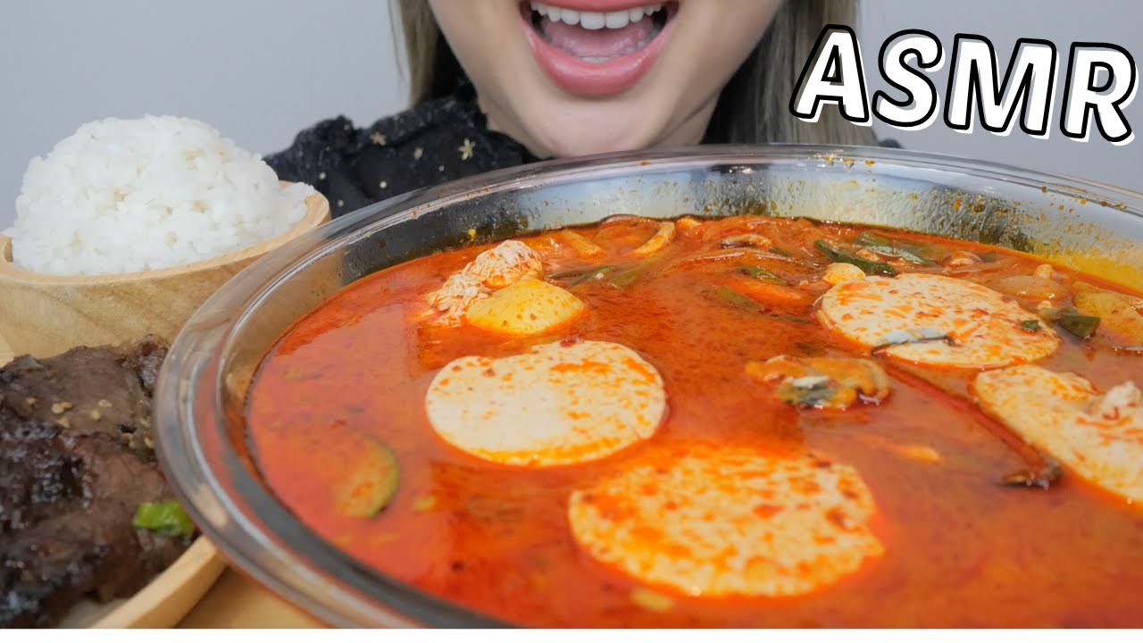 ASMR Seafood Sundubu Jjigae with Grilled LA Galbi *NO TALKING Eating Sounds | N.E Let's Eat