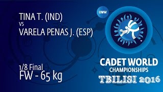 1/8 FW - 65 kg: J. VARELA PENAS (ESP) df. T. TINA (IND), 1-0
