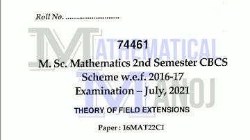 MDU MSc Mathematics Previous Year Paper 2021 Theory of Field Extensions | Mathematical Manoj