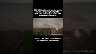 CSX I128 heads north into the siding at Rankin, Ky during the April 8th, 2024, total solar eclipse.
