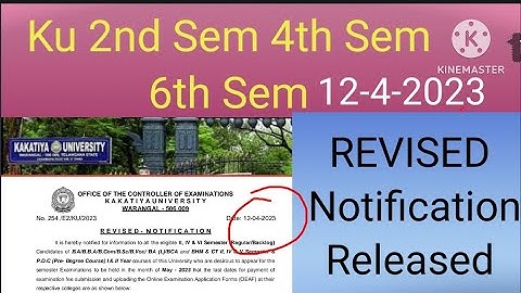 Ku 2nd Sem 4th Sem 6th Sem Fee Revised Notification Released 2023/Ku 2nd 4th 6th Regular And Backlog