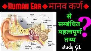 Ear कान से सम्बंधित महत्वपूर्ण प्रश्न science biology science video class Study 91 Nitin sir