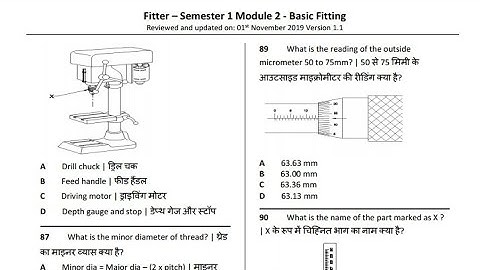 BHARAT SKILL SOLVED question fitter theory 1ST YEAR | fitter theory important mcq nimi question bank