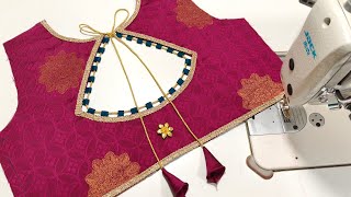 Beautiful Back Neck Design with Dori &amp; Latkan | Designer Blouse Idea Cutting And Stitching #trending