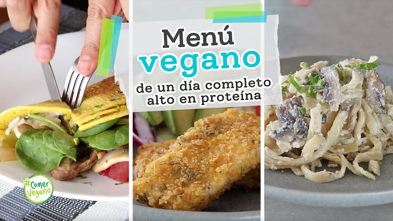 MENÚ VEGANO DE UN DÍA ALTO EN PROTEÍNA | Omelette sin huevo, filetes sin pescado y pasta alfredo...