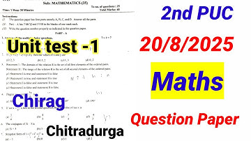 2nd PUC Maths 1st Unit test question Paper 2025 40 marks
