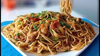 Desi Style Spaghetti | Easy Chicken Spaghetti Recipe