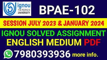 BPAE 102 Solved Assignment 2023-24 English, BPAE 102 Solved Assignment 23-24, BPAE-102 Assignment