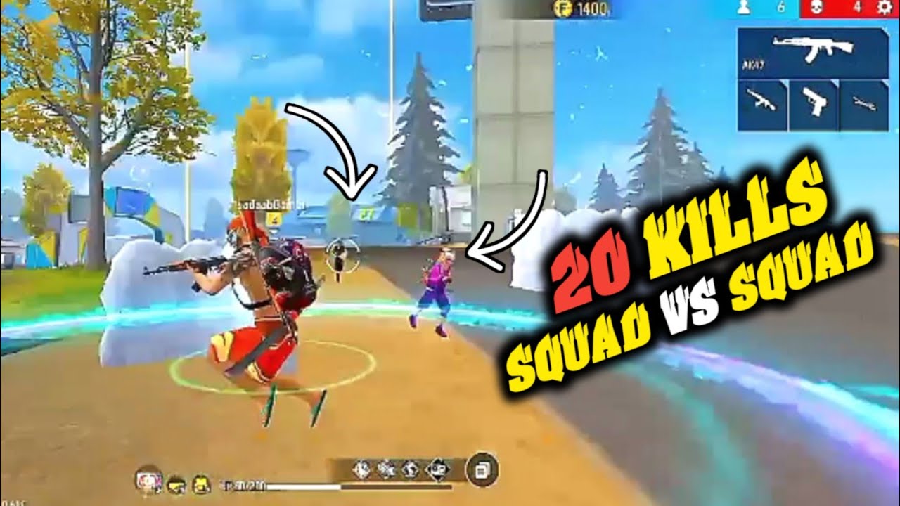 squad vs squad - 20 kills gameplay 🔥- garena free fire - YouTube