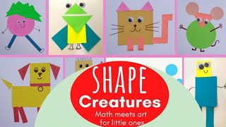 Shapes Creatures | Animals Drawing With Geomatric Shapes | Shape And Colour Crafts For Kids