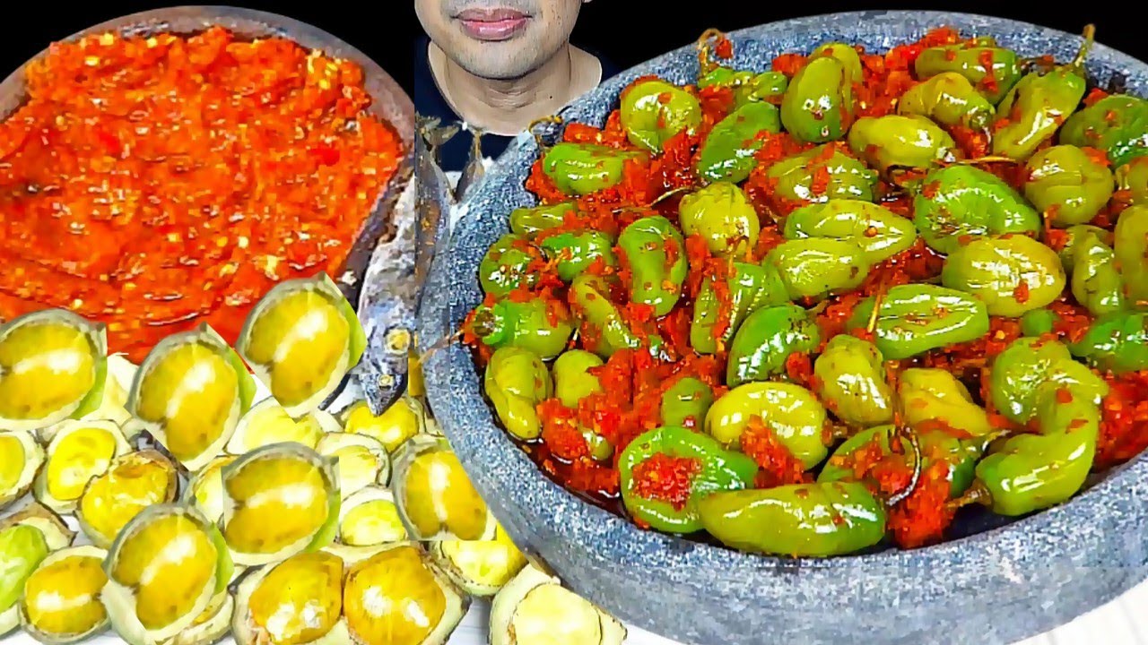 ASMR Mukbang CABE GENDOT jengkol muda IKAN ASIN Sambal
