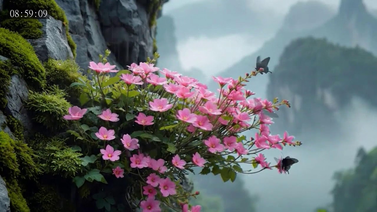 Healing Garden of Flowers and Butterflies for Stress Relief and Inner Peace