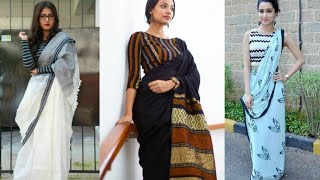 Trendy Strips Blouse Saree Design || Latest Strips Blouse For Saree