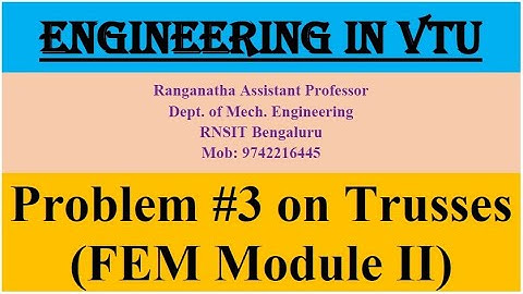 Problem #3 on Trusses [Module II, Lectuer-21], #FEA, #17ME61, #VTU, #Problemsontrusses