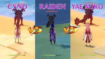 Cyno vs Raiden vs Yae Miko! Who is the best dps? GAMEPLAY COMPARISON!