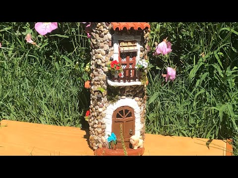 DIY: How to make village house on a bottle of vodka PART 2 TUTORIAL