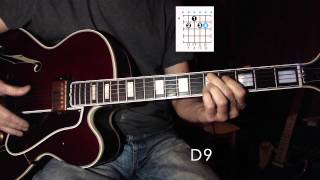 Jazz Guitar - Blues Chords Progression 12 bars - Chord Shapes - Chromatic approach