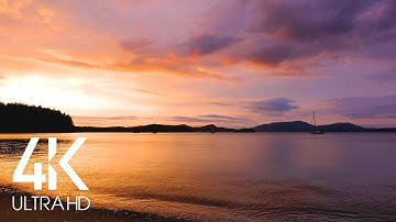 Beautiful Sunset - Relaxing Sound of Ocean Waves Crashing - 8 Hour Relax Video in 4K