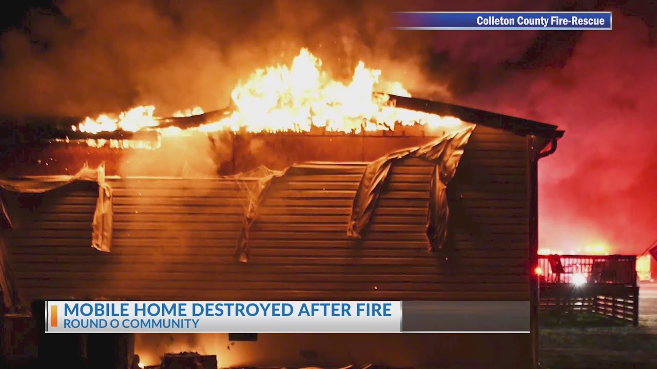Mobile home destroyed after fire - YouTube
