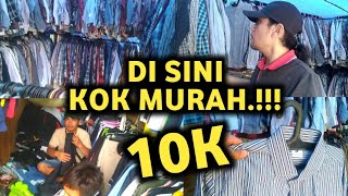 Acak acak pasar thrifting tertua di surabaya kemeja tracktop celana pendek kaos murah