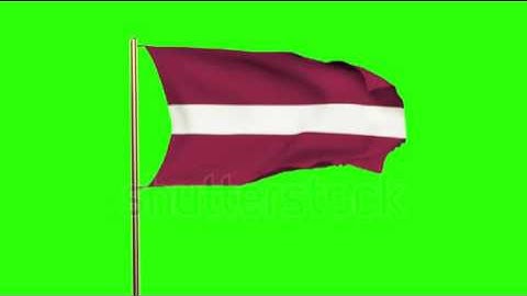 Latvia flag waving in the wind. Looping sun rises style. Animation loop. Green screen, alpha matte.