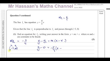 WMA11/01, (Edexcel) IAL P1 June 2022, Q5(b), Straight Line Graphs, Perpendicular Lines
