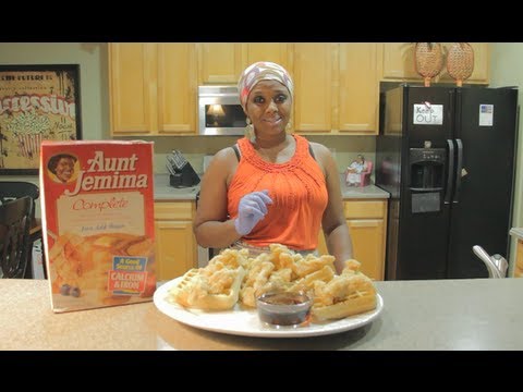 Chicken and Waffles With Aunt Jemima Complete Pancake Mix