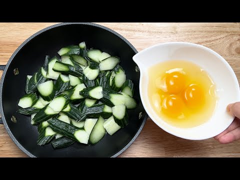 Add 3 eggs to the cucumber and its so simple and delicious! Quick dinner recipe