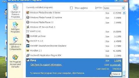 Uninstall Zipeg from Windows