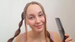 ASMR | The ✨️Popular Girl✨️ Does Your Hair In Class (whispering, personal attention)