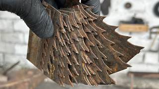 Handmade damascus knife from old bandsaw blade