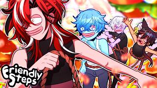 4 VTuber ini terikat bersama dan harus berjalan dalam keadaan pusing... - Friendly Steps