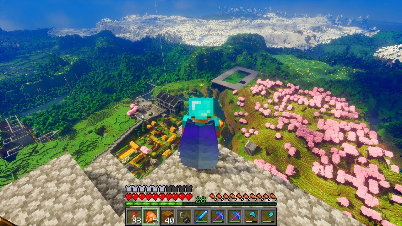 distant horizons with shaders looks amazing on our Minecraft server ...