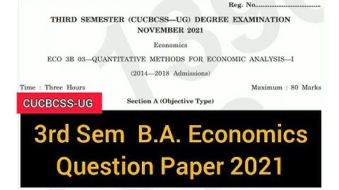 QUANTITATIVE METHODS FOR ECONOMIC ANALYSIS - 1       |     3rd Sem   B.A. Economics    2021 #calicut