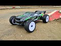 Traxxas sledge with jetko truggy tires our test on a race track