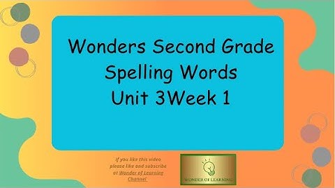 Wonders 2nd Grade Unit 3 Week 1 Spelling1