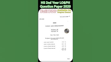 HS 2nd Year LO&PH Question Paper 2020 || Class 12 logic & philosophy question paper 2020