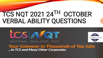 24TH OCTOBER TCS NQT VERBAL ABILITY QUESTIONS WITH ANSWERS MUST WATCH THIS VIDEO