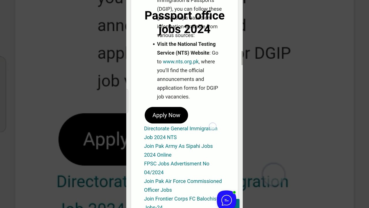 *Directorate General Immigration & Passports Jobs 2024 