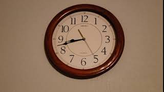 Seiko Wall Clock Quiet Sweep Second Hand Dark Brown Solid Oak Case
